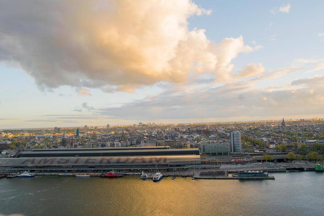 Beautiful view of Amsterdam from the A'DAM tower in Amsterdam Noord. 