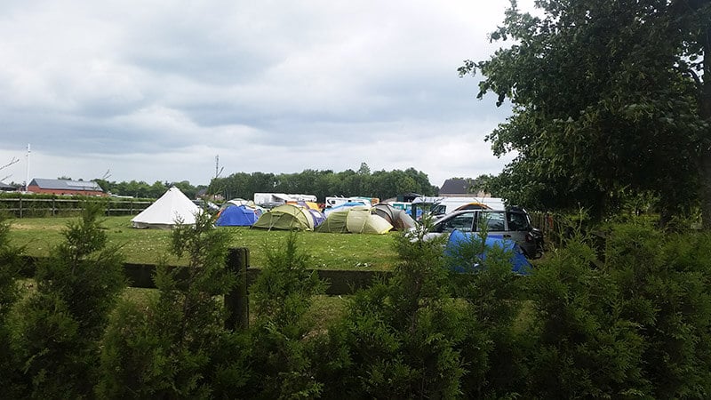Camping tents in Dessel, Belgium.  Read where to stay for Graspop Metal Meeting on a budget.