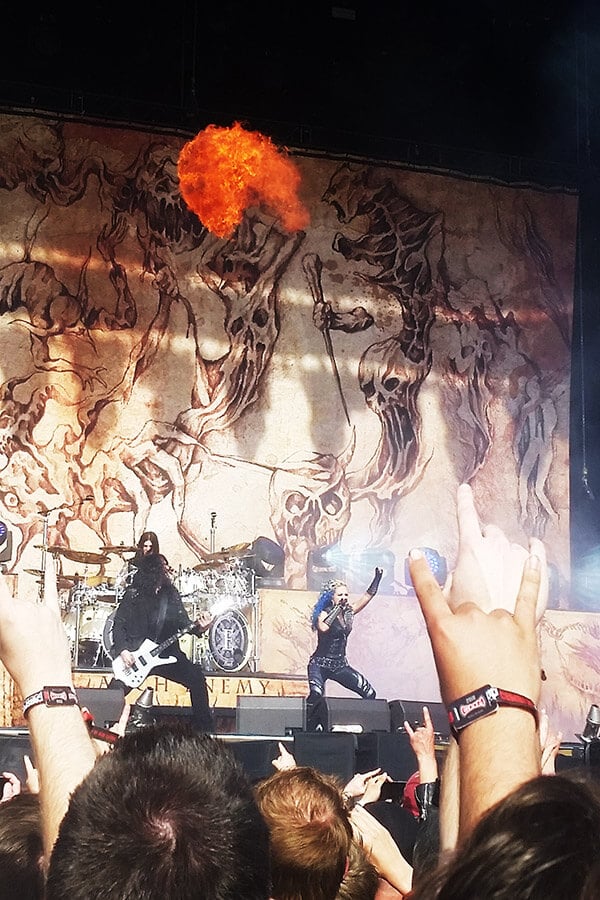 Arch Enemy performing at Graspop Metal Meeting in Dessel, Belgium. This epic metal festival has multiple stages for different kinds of metal.
