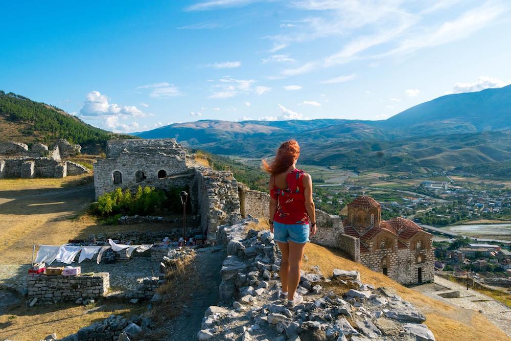 View from Berat Castle in Berat, Albania. This historic castle is one of the best places to visit in Albania! #travel #Balkans #Albania #UNESCO #Europe #Fortress
