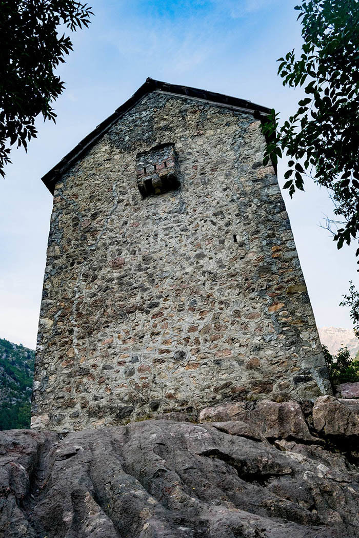 Blood Feud Tower in Theth Albania., where Albanian families would settle blood feuds according to the Kanun. 