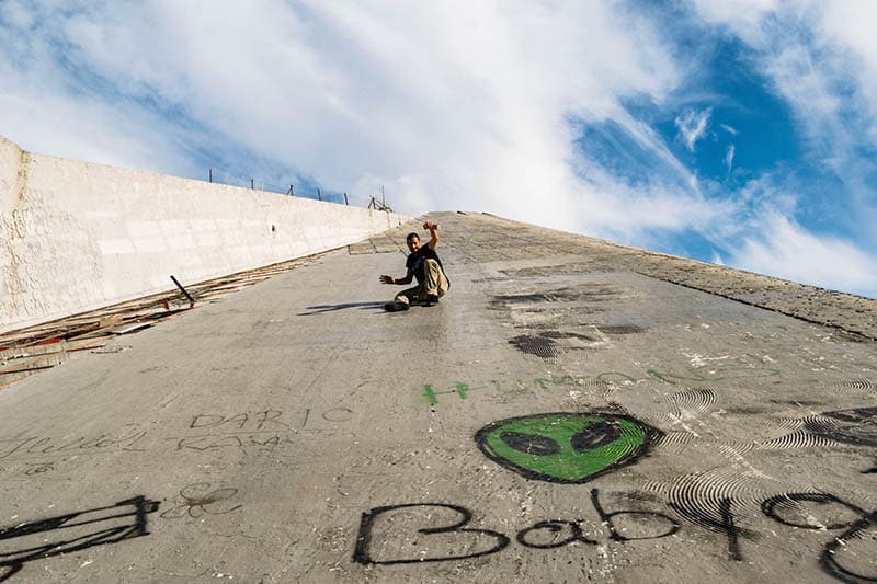 Sliding down the Pyramid of Tirana