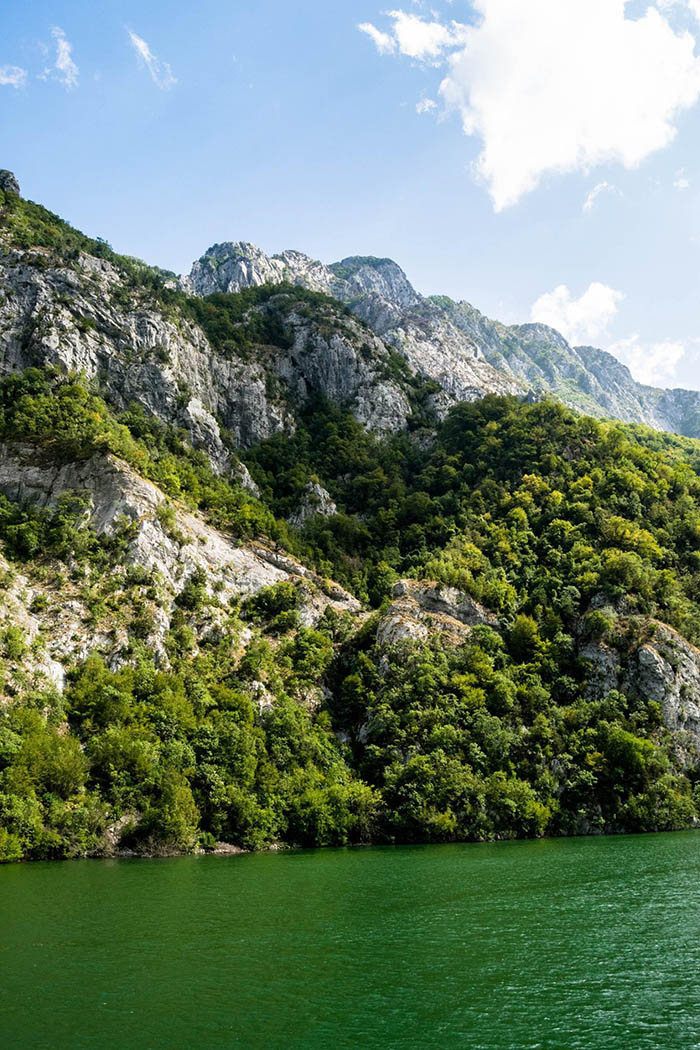 Beautiful photo of mountains near Lake Koman, one of the most beautiful places in Albania.