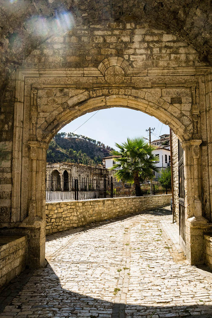 Beautiful photo of historical city gate of Berat Castle in Berat Albania. #Travel #Balkans #Albania