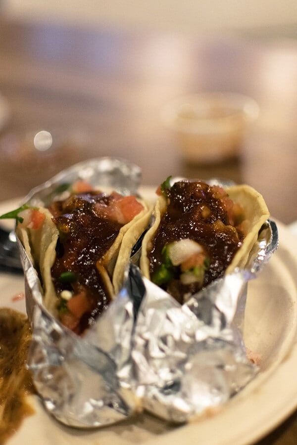 Fusion tacos made with barbeque meat in Houston, Texas.  Houston is one of the best foodie destinations in the United States! #food #texas #houston #travel