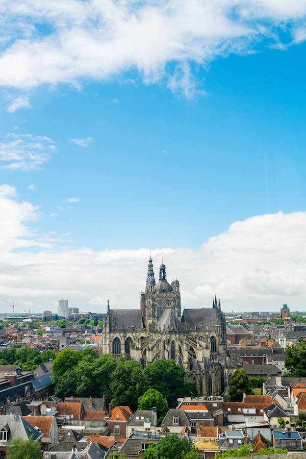 View of St. John's from the jheronimus bosch art center in den bosch. This former church has one of the best views of Den Bosch! #travel #denbosch #brabant