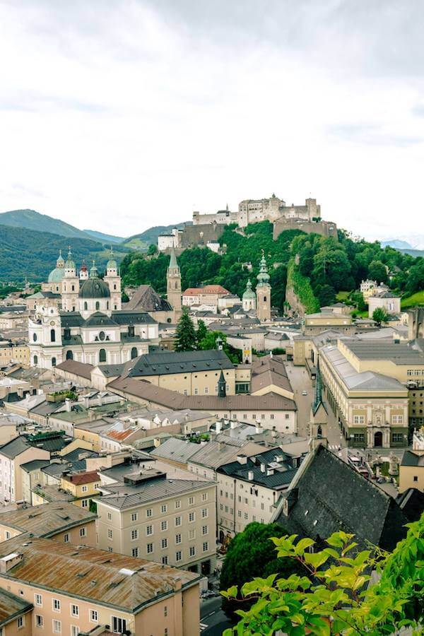 Beautiful view from the Museum der Moderne Salzburg.  This secret viewpoint in Salzburg needs to be on your list of things to do in Salzburg, Austria! #austria #salzburg