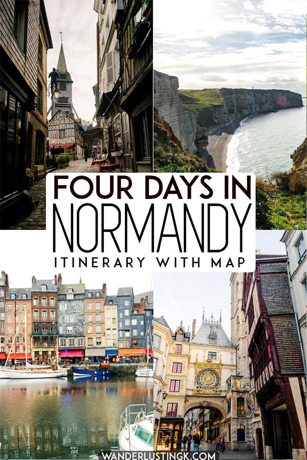 Planning your trip to Normandy France? Your travel guide for Normandy France, including 4 day itinerary for Normandy, including the best places to visit in Normandy. This Normandy road trip includes the best things to do in Normandy and the best cities/towns to visit in Normandy, including Honfleur, Etretat, Omaha Beach, Rouen, the Normandy cider trail, and staying in a chateau in Normandy. #Normandy #France #travel #Europe #WWII