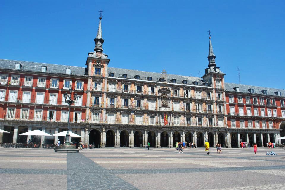 Plaza Mayor in Madrid. Read insider tips on the best cheap things to do in Madrid on a budget. #travel #europe #madrid #spain