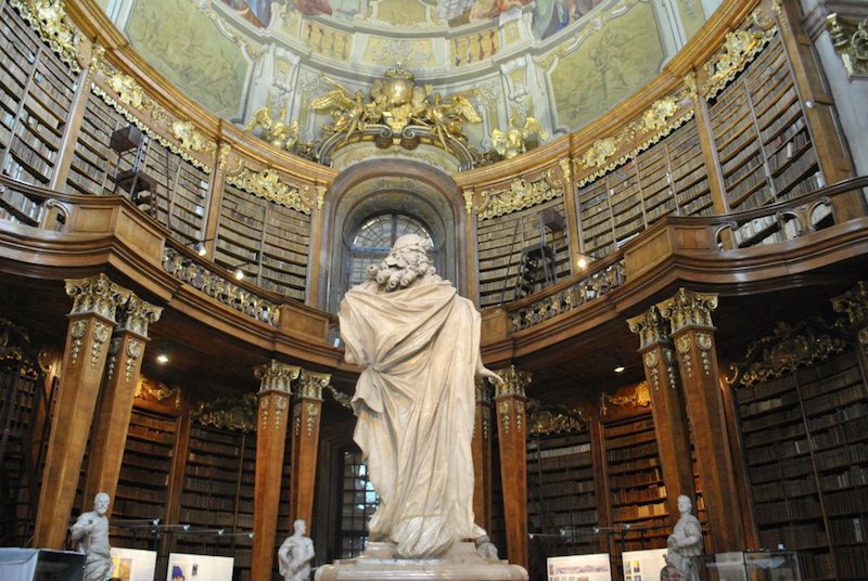 Austrian National Library in Vienna, Austria. This stunning library is a literature lover's dream and must be included on your European itinerary! #europe #austria #litlover #vienna
