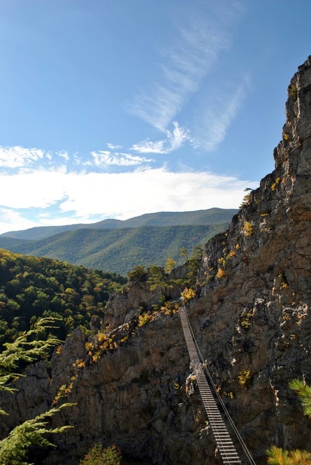 Photo of Nelson Rocks via ferrata, one of the via ferrata climbing sites in the United States. #adventuretravel #viaferrata #climbing