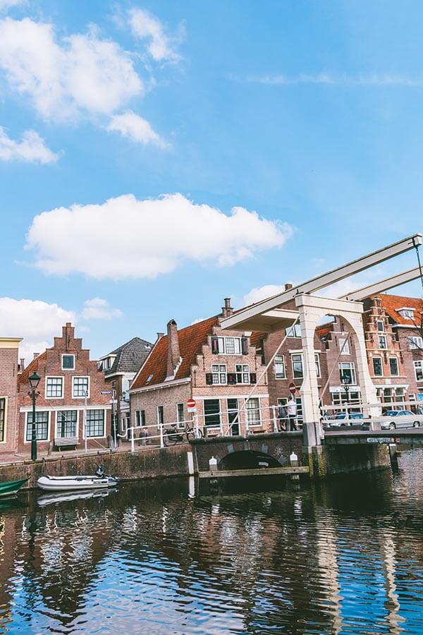 The beautiful Oudegracht canal in Alkmaar, one of the most beautiful streets in this city in Holland