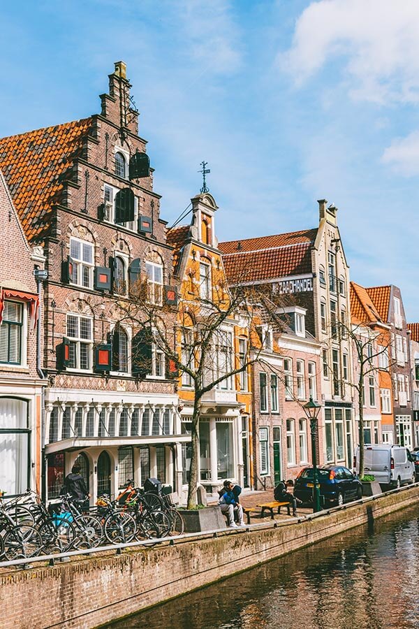 Beautiful canal houses in Alkmaar, Holland.  This day trip from Amsterdam is easy and beautiful!