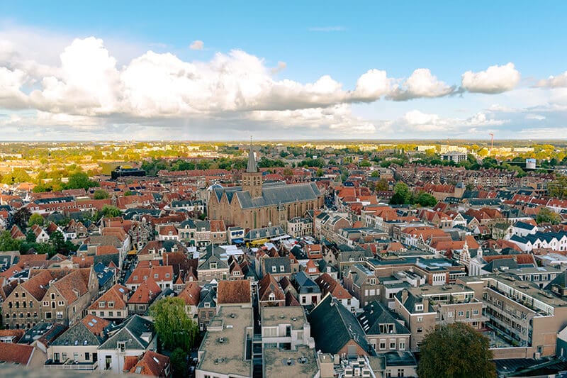 The beautiful view from Onze Lieve Vrouwetoren in Amersfoort, the Netherlands. This tower has one of the best views of Amersfoort! #amersfoort #netherlands #nederland