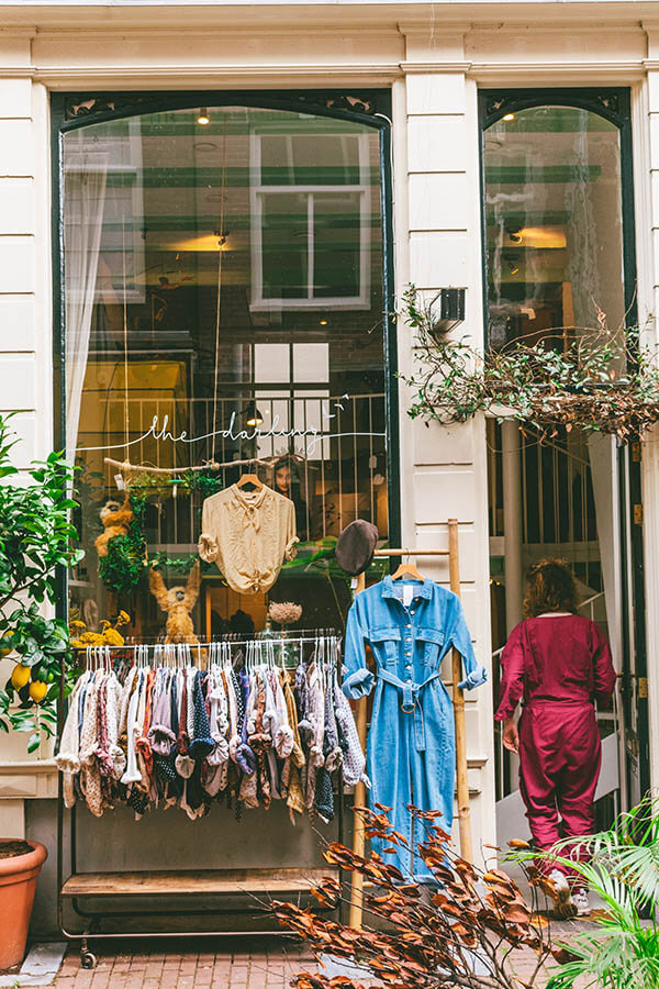 Cute boutique shop selling women's clothing in the Nine Streets of Amsterdam, one of the best areas to go shopping in Amsterdam. #amsterdam #netherlands #holland #nederland 