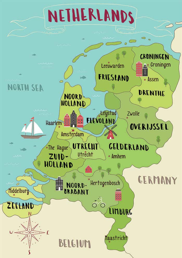Map of the Netherlands.  Read your perfect Netherlands itinerary written by a Dutch resident covering 13 cities! #travel #netherlands #holland