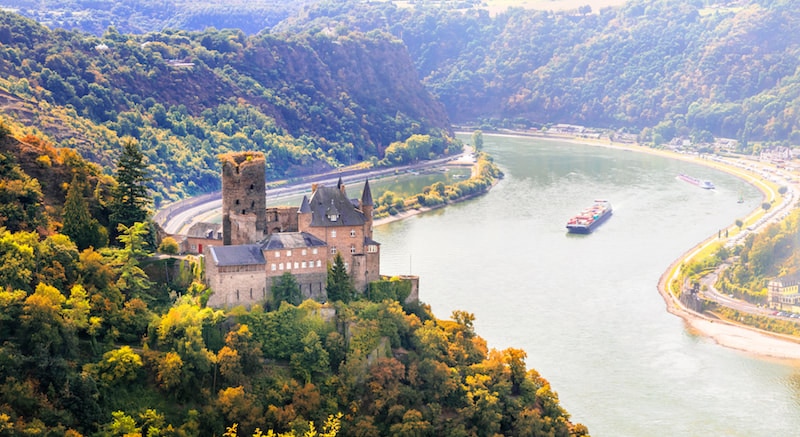 Photo of Katz Castle in Rhine Valley. Read how to visit Rhine Valley without a river cruise with tips for staying on budget in Rhine Valley.