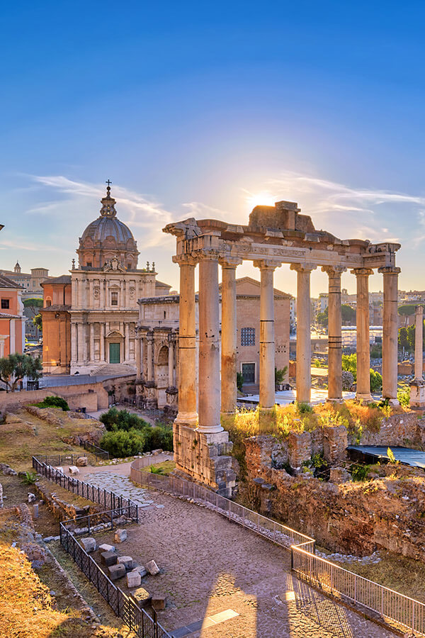 Roman Forum in Rome, Italy. Read about where to go in Europe during your first trip to Europe with the perfect European backpacking itinerary. #travel #europe #rome #italy 