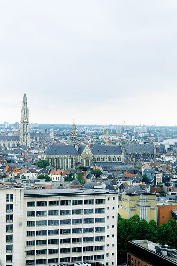 View of Antwerp from MAS, one of the museums in Antwerp. This free viewpoint in Antwerp is one of the best things to do in Antwerp, Belgium! #travel #antwerp