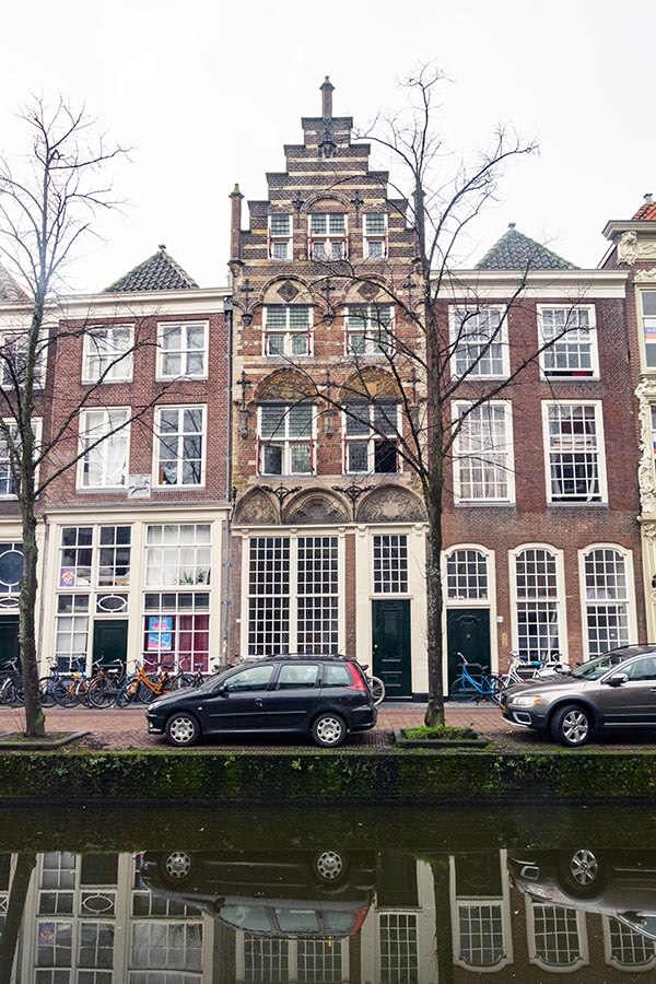 Beautiful canalhouse in Delft, a city in Holland