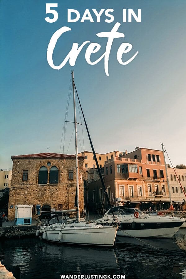 Your perfect itinerary for seeing the best of Crete without a car including a five day day-by-day itinerary for Crete, including the Palace of Knossos, Heraklion, Chania, and Rethymno. 