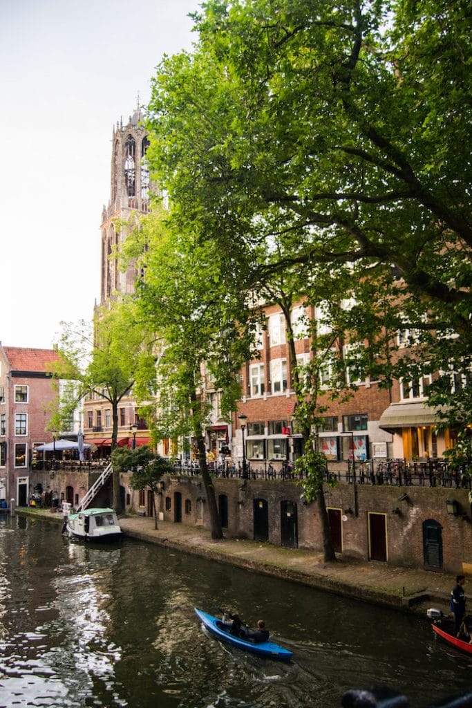 Utrecht and Kasteel de Haar are a beautiful weekend trip from Amsterdam.  Utrecht has beautiful two-story canals without the crowds! #utrecht #netherlands #travel #europe