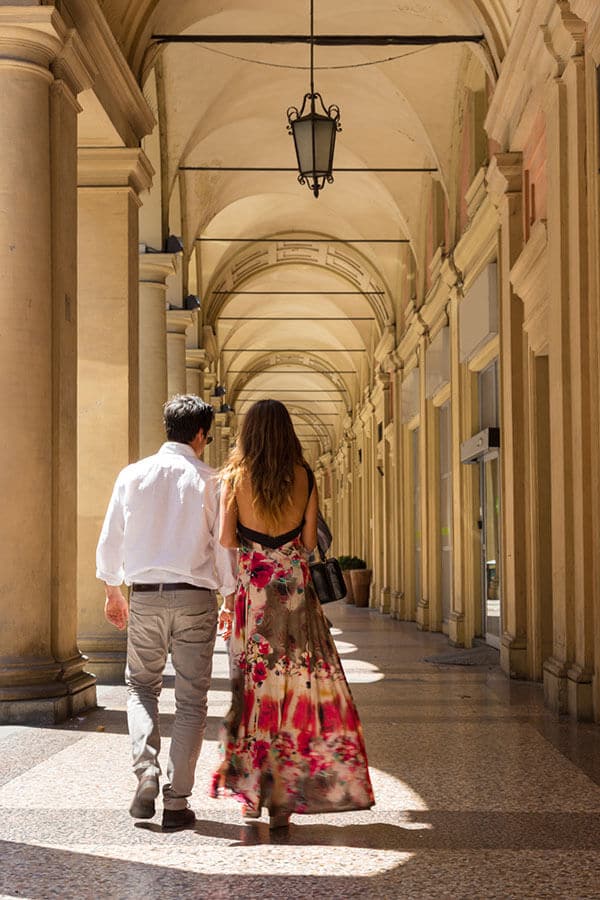 Couple on their honeymoon in Bologna, Italy
