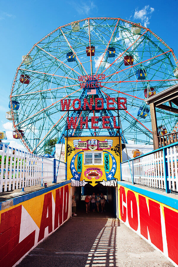 Wonder Wheel ride in Coney Island, Brooklyn, New York. 