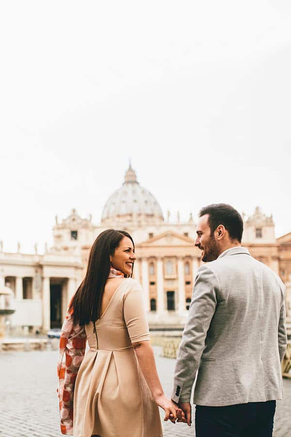 Newly married couple enjoying a visit to the Vatican during their honeymoon to Rome!
