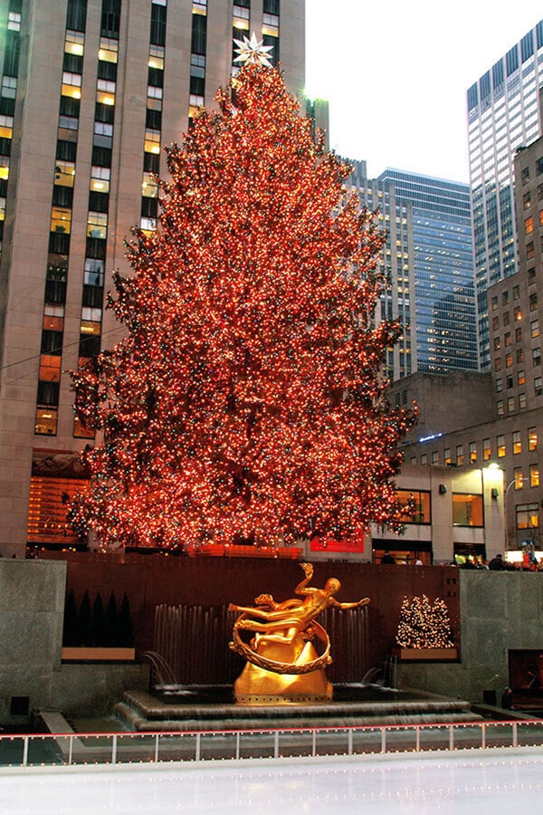 Rockefeller Center Christmas Tree during December in New York City decorated for Christmas!
