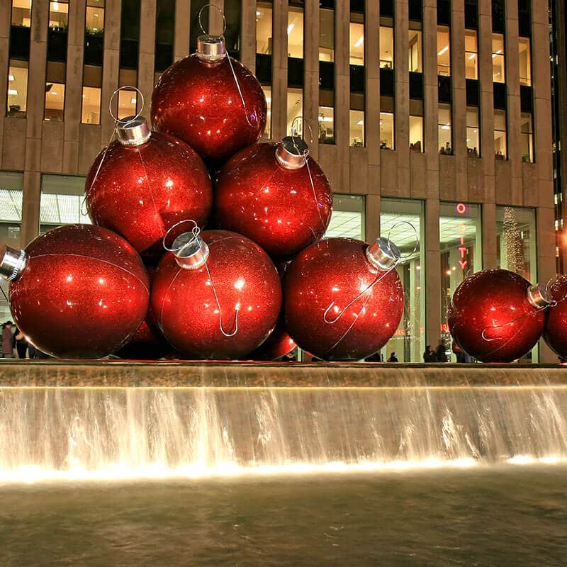 Giant Christmas decorations in New York City for the Christmas Season 