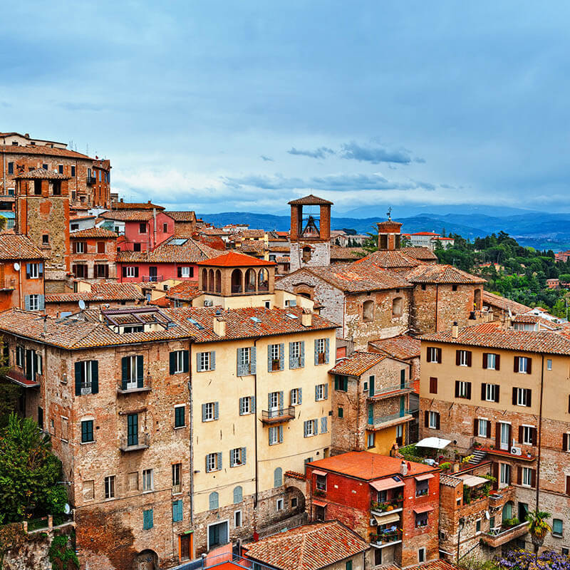 Schöne bunte Stadtlandschaft von Perugia