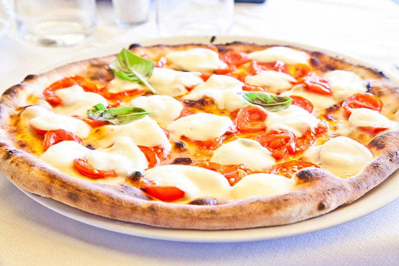 Delicious margherita pizza in Naples