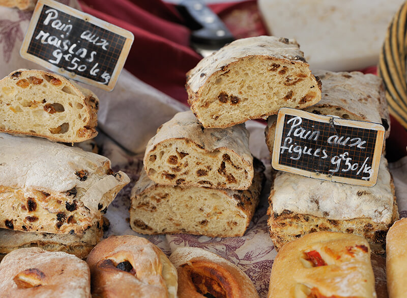 Traditional French bread at the Aix-en-Provence market