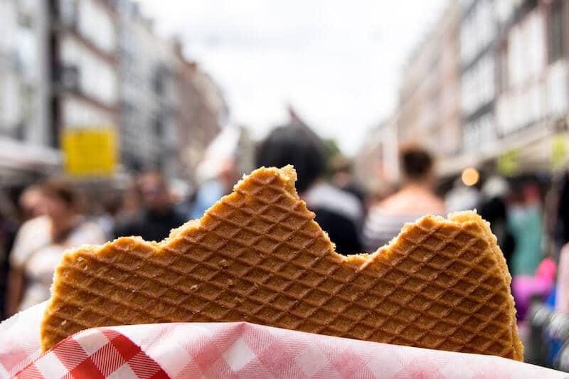 Dutch stroopwafel at the Albert Cuypmarkt, one of the best places to visit in Amsterdam if you have limited time.