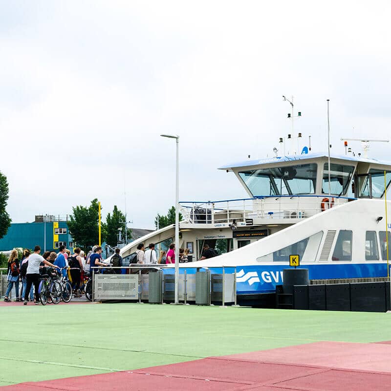 People waiting for the NDSM ferry, one of the free ferries that heads to Amsterdam Noord from Amsterdam Centraal! #travel #amsterdam