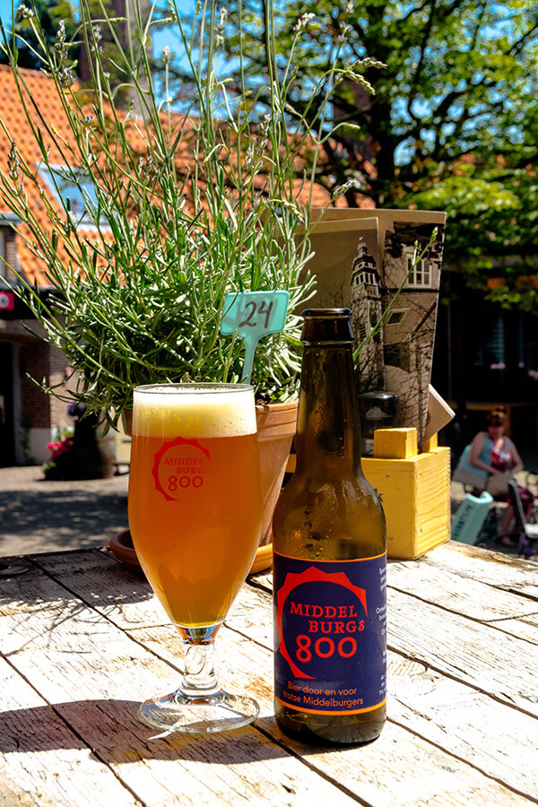 Middelburgs 800 beer, a local beer from Middelburg, in the middle of a former hofje turned cafe and home good shop in Middelburg, the Netherlands.   #travel #cafe #nederland #bier