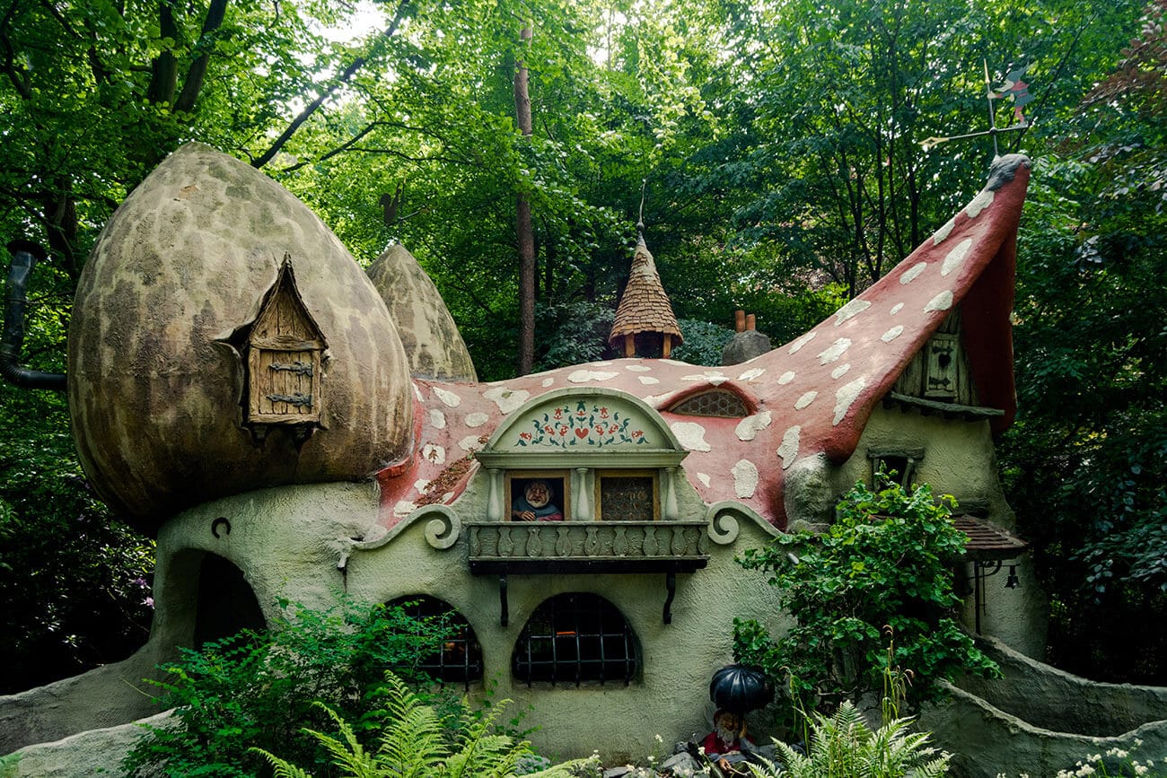 The beautiful Dwarf Village, part of the Efteling Sprookjesbos, one of the most unique parts of the Efteling theme park in the Netherlands.