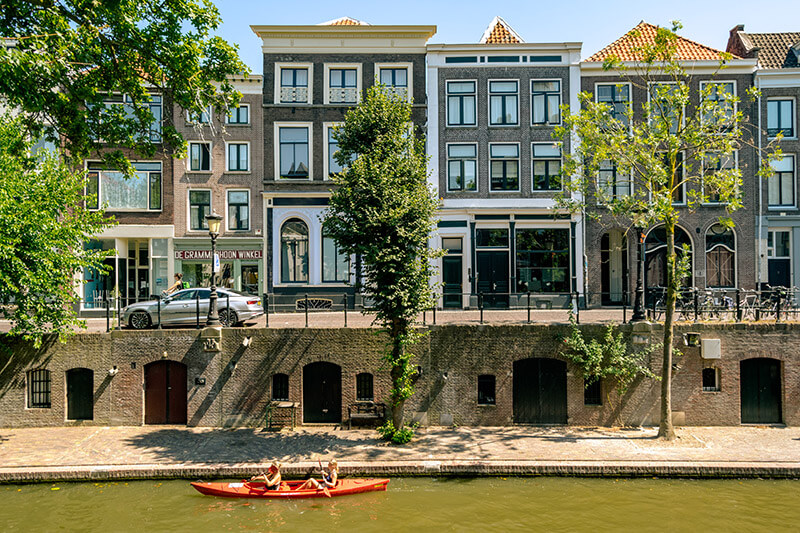 Beautiful city of Utrecht with canals.