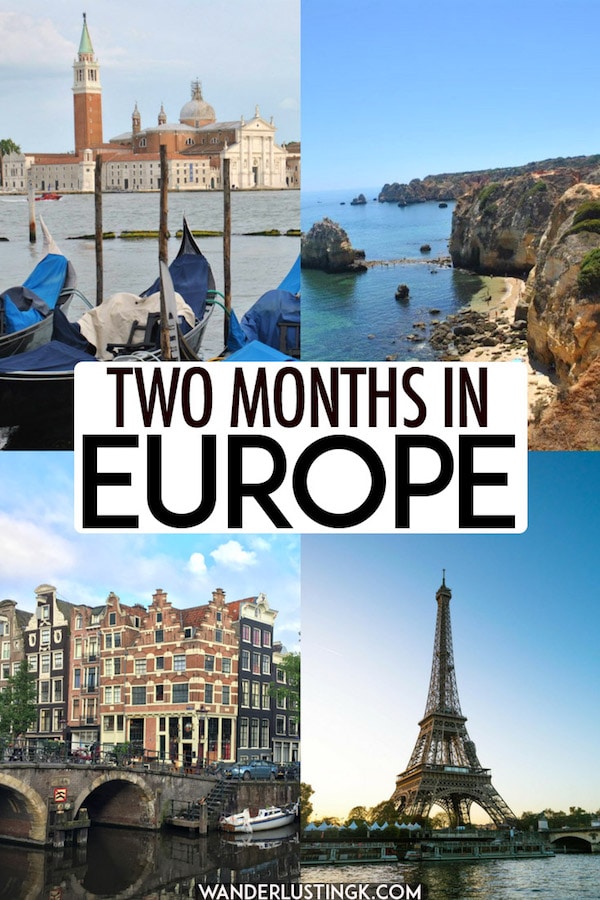 Trying to figure out where to go in Europe? Your perfect European itinerary for two months in Europe with the best cities to visit in Europe, including Paris, Rome, Prague, Lisbon, Porto, and Rhine Valley. This Europe itinerary includes information about European trains and how to get around Europe! #travel #europe #france #netherlands
