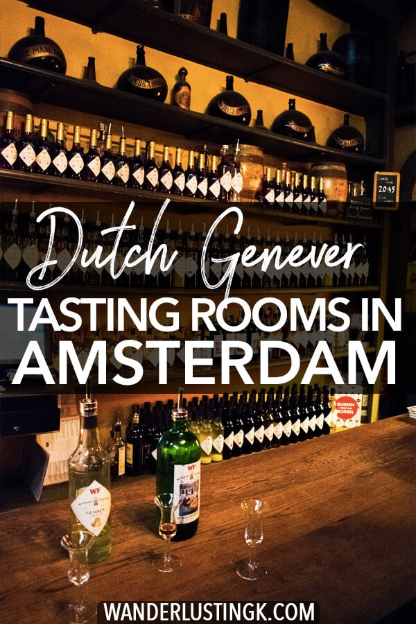 Looking for an unique experience in Amsterdam? Sample Dutch gin (genever) in an authentic tasting room on your own.  Follow these tips for the best proeflokaal in Amsterdam to try jenever! #travel #amsterdam #genever #jenever #holland #netherlands