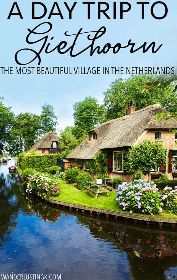 Planning your trip to the Netherlands? Tips for visiting the most beautiful village in the Netherlands, Giethoorn. This beautiful Dutch village has no roads. Read a complete travel guide with tips on how to take a day trip from Amsterdam to Giethoorn! #travel #giethoorn #netherlands #dutch