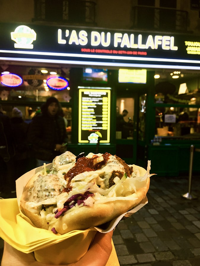 L'as du Fallafel, one of best places to eat in Paris. Read where to eat in Paris in this complete guide to Paris with the perfect Paris itinerary! #travel #paris #europe #france #food
