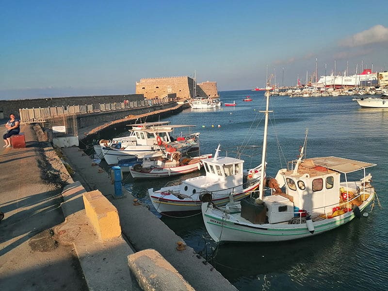 Old Venetian Port of Heraklion with ships  