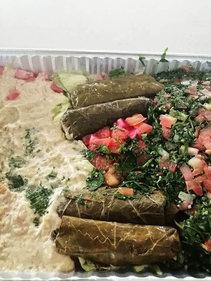 Delicious Lebanese food platter from Deerborn, Michigan.  This diverse suburb of Detroit is a must-see for foodies!