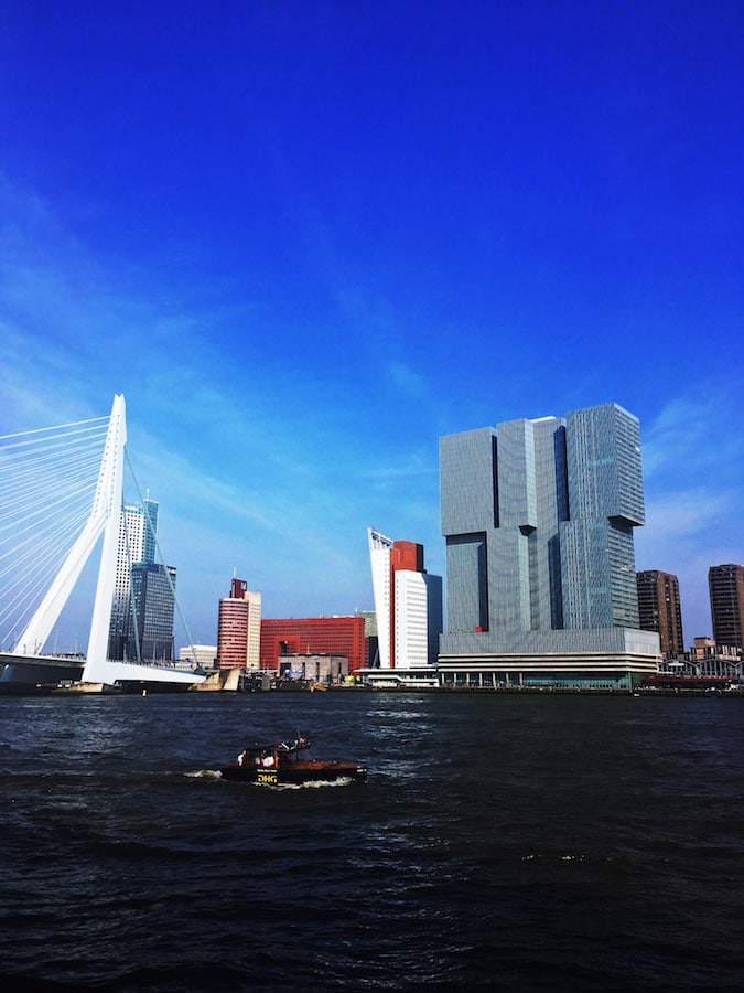 The Erasmusbrug, one of the icons of Rotterdam. If you have one day in Rotterdam, be sure to include walking or biking over this bridge on your itinerary. #travel #architecture