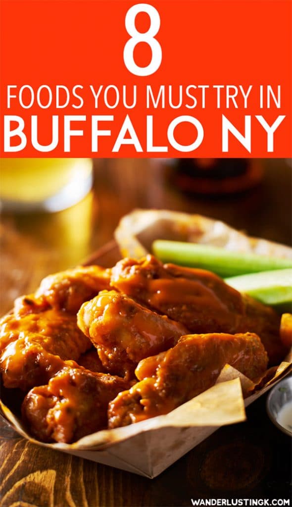 Planning your trip to Buffalo? A food guide by a resident on food that you must try in Buffalo NY, including where to eat the best Buffalo wings in Buffalo NY and the best places to eat in Buffalo. #travel #food #Buffalo #Buffalowings #WNY #NY #USA