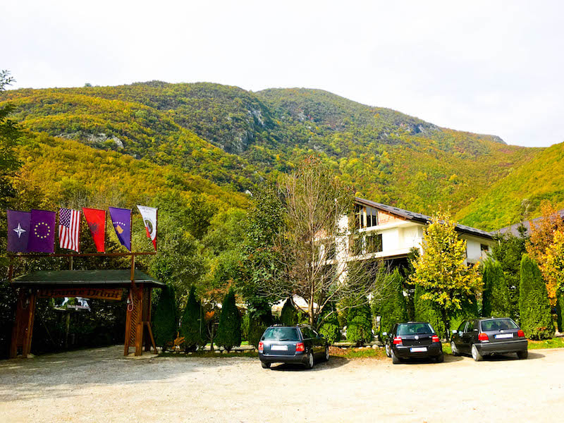 Photo of restaurant in Peja Kosovo. This restaurant is next to Drini i bardh.