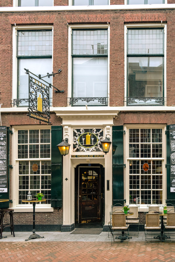 Beautiful cafe (Café De Vergulde Kruik) where the Heineken star was purchased. Read about the best things to do in Leiden. #travel #leiden #holland #cafe #bruinbar