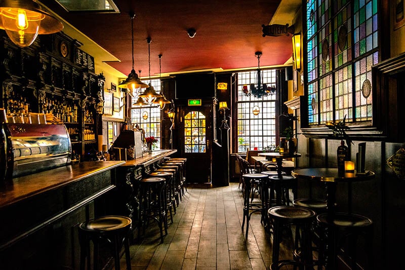 Beautiful wooden interior of De Vergulde Kriek, the bar where the Heineken Star was purchased in Leiden! #leiden #holland